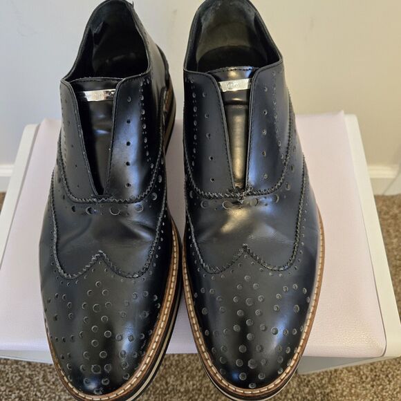 Alessandro Dell'acqua Oxford Dressy Shoes Men’s Slip on Perforated Leather Sz 8 - Picture 9 of 16